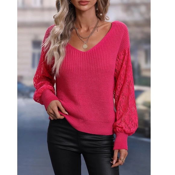 Hot Pink Twist Back Reversible Sweater - Picture 4 of 6